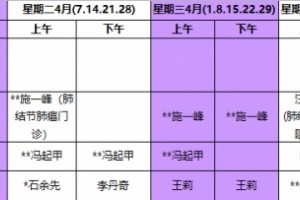 南京明基医院2020年4月班表